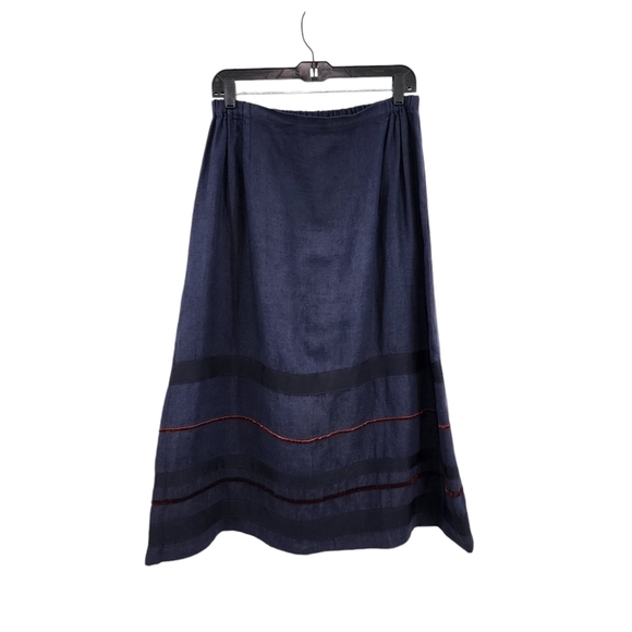 Krista Larson Women's Vintage 100% Linen Applique Blouse and Skirt Set - OS - Picture 11 of 12